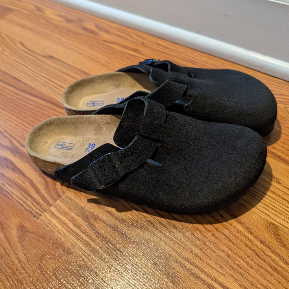 Birkenstock Boston Soft FootbedSuede Leather - Black - Picture 12 of 14